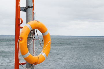 Image showing Lifebuoy ring on a background of the sea