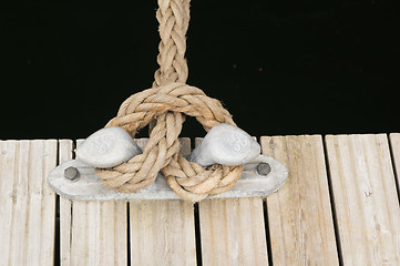 Image showing Sea knot on a ship deck 
