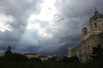 Image showing View of Vienna. Magically shining rays of the sun