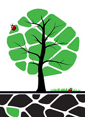Image showing Tree illustration with green leafs