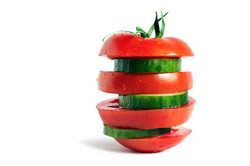 Image showing ripe tomato and cucumber