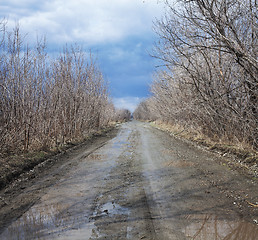 Image showing Puddles on a rural road