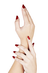 Image showing hands with red manicure