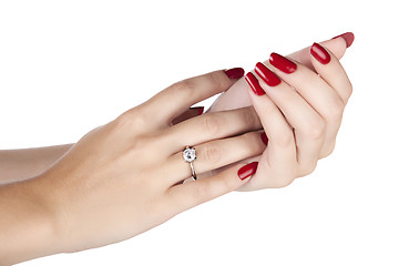 Image showing woman wearing a diamond ring