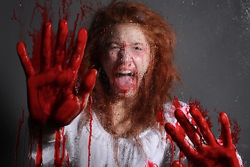 Image showing Horror Themed Image With Bleeding Freightened Woman