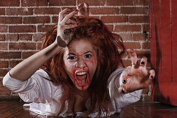 Image showing Horror Themed Image With Bleeding Freightened Woman