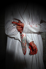 Image showing Horror Themed Image With Bleeding Freightened Woman