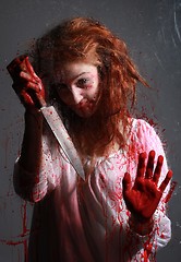 Image showing Horror Themed Image With Bleeding Freightened Woman