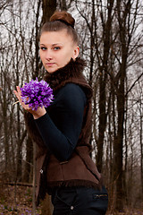 Image showing girl with snowdrops