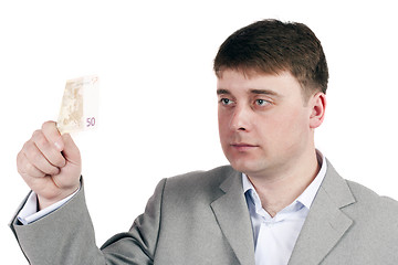 Image showing man considers money