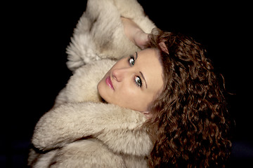 Image showing girl in a fur coat