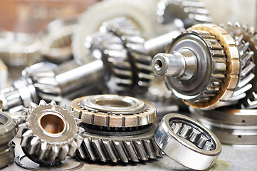 Image showing Close-up of automobile engine gears