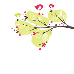 Image showing Background with birds, tree. Vector illustration