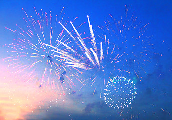 Image showing fireworks in evening sky