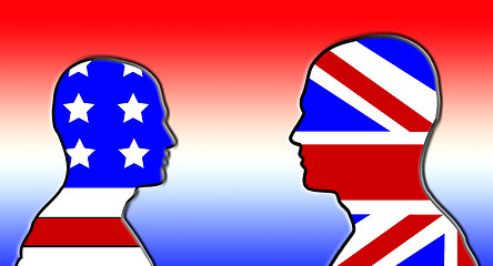 Image showing American And UK Flag Heads