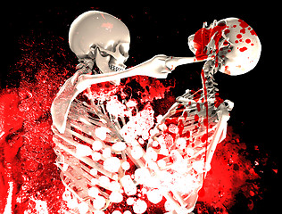 Image showing Bloody Fighting Skeletons