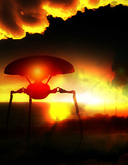 Image showing Alien Tripod Against Abstract Clouds 