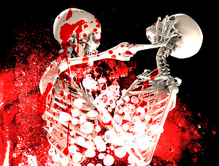 Image showing Bloody Fighting Skeletons