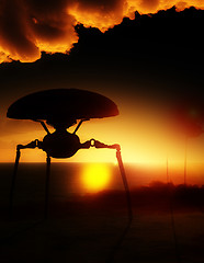 Image showing Alien Tripod Against Abstract Clouds 