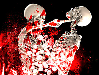 Image showing Bloody Fighting Skeletons