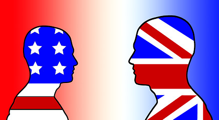 Image showing American And UK Flag Heads