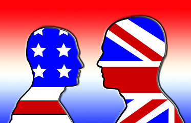 Image showing American And UK Flag Heads