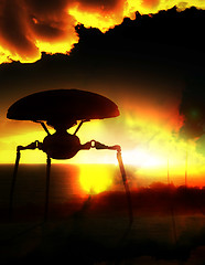Image showing Alien Tripod Against Abstract Clouds 