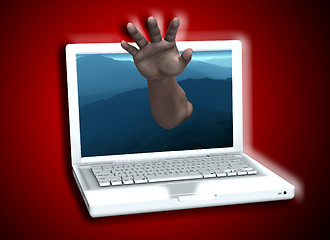 Image showing Hand Out Of Laptop