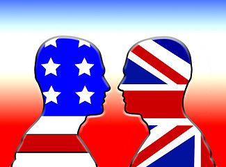 Image showing American And UK Flag Heads