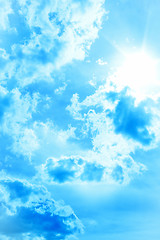Image showing Blue sky with clouds and sun