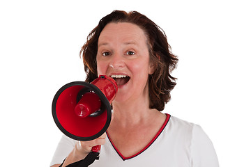 Image showing Woman with bullhorn