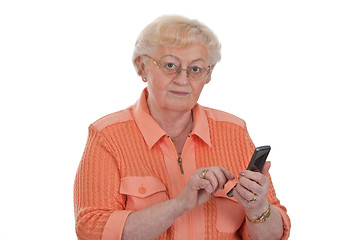 Image showing Grandma writing SMS