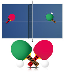 Image showing Ping Pong Table and rackets