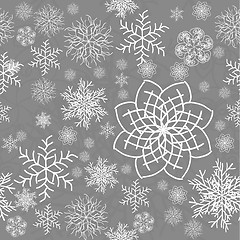 Image showing Abstract Seamless Snowflake gray Pattern