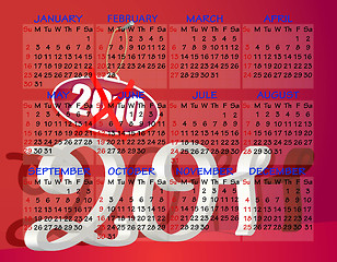 Image showing calendar 2011 red