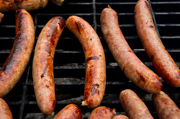 Image showing Sausages on grill