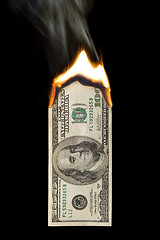 Image showing 100 Dollar Bill On Fire