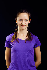 Image showing girl with pigtails in a T-shirt