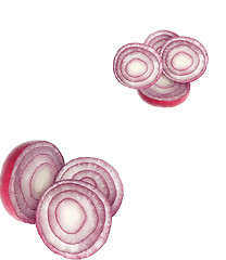 Image showing the sliced red onion on white background