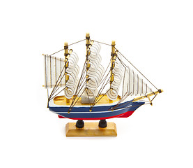 Image showing Wooden ship toy model isolated