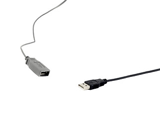 Image showing Isolated black and white USB cables on white background.