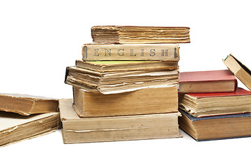 Image showing Antique old books on white