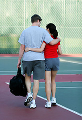 Image showing Tennis court romance