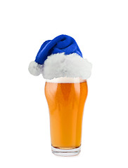 Image showing Santa Claus hat with beer