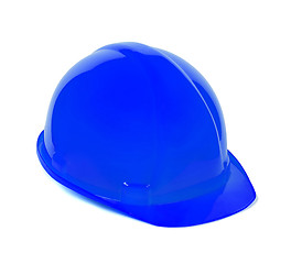 Image showing Isolated safety blue helmet for workers