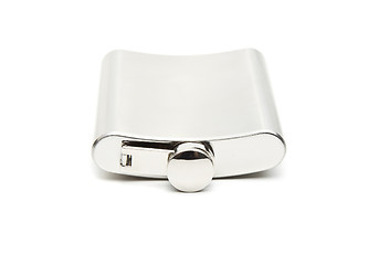 Image showing front view of metallic flask on white background