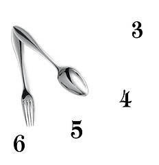 Image showing Clock made of spoon and fork isolated