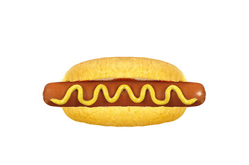 Image showing Freshly  hot dog with yellow mustard