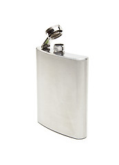 Image showing front view of metallic flask on white background