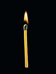 Image showing Burning match on a black background